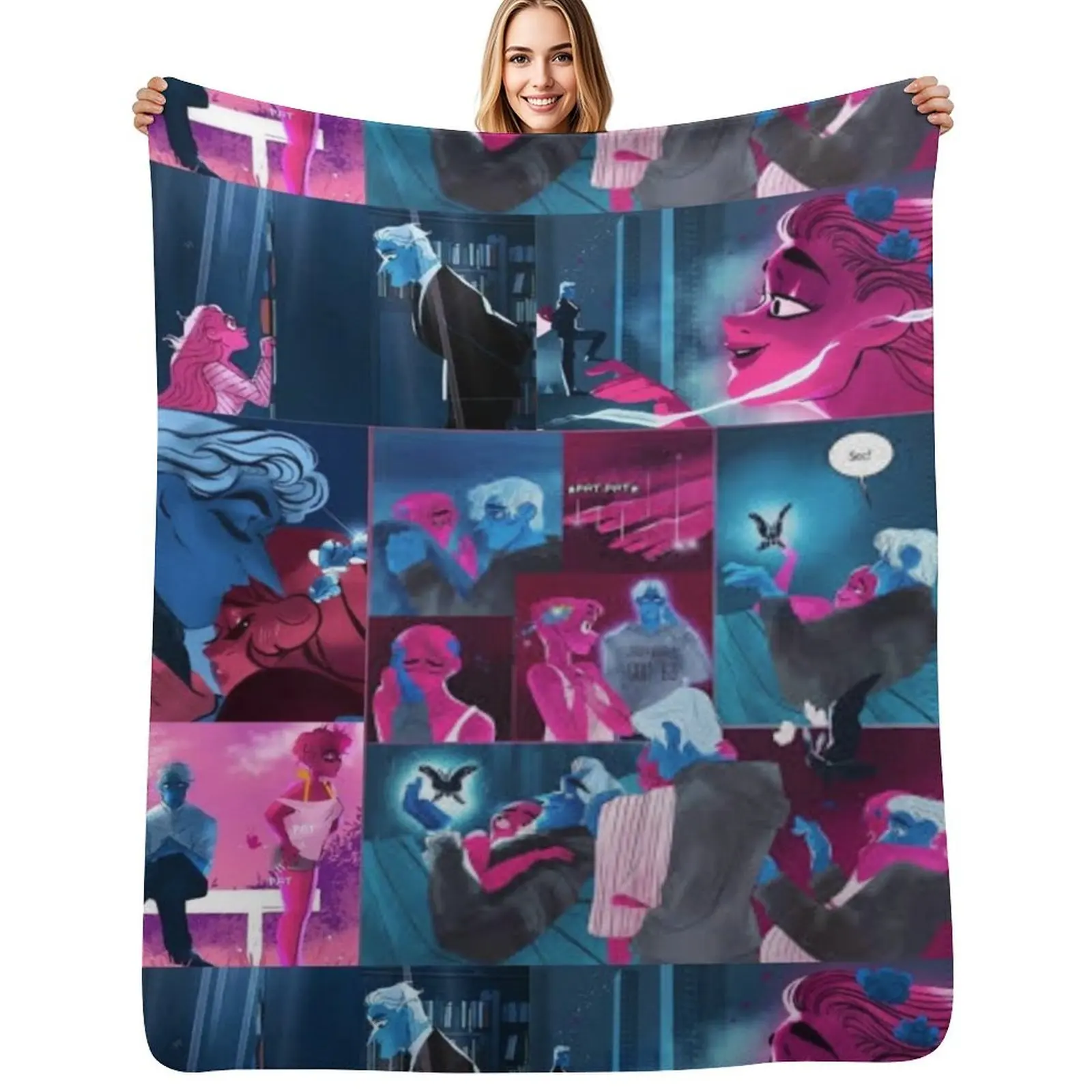 

Lore Olympus Persephone and Hades Collage Webtoon Art Throw Blanket Plush for winter sofa bed Bed covers Blankets
