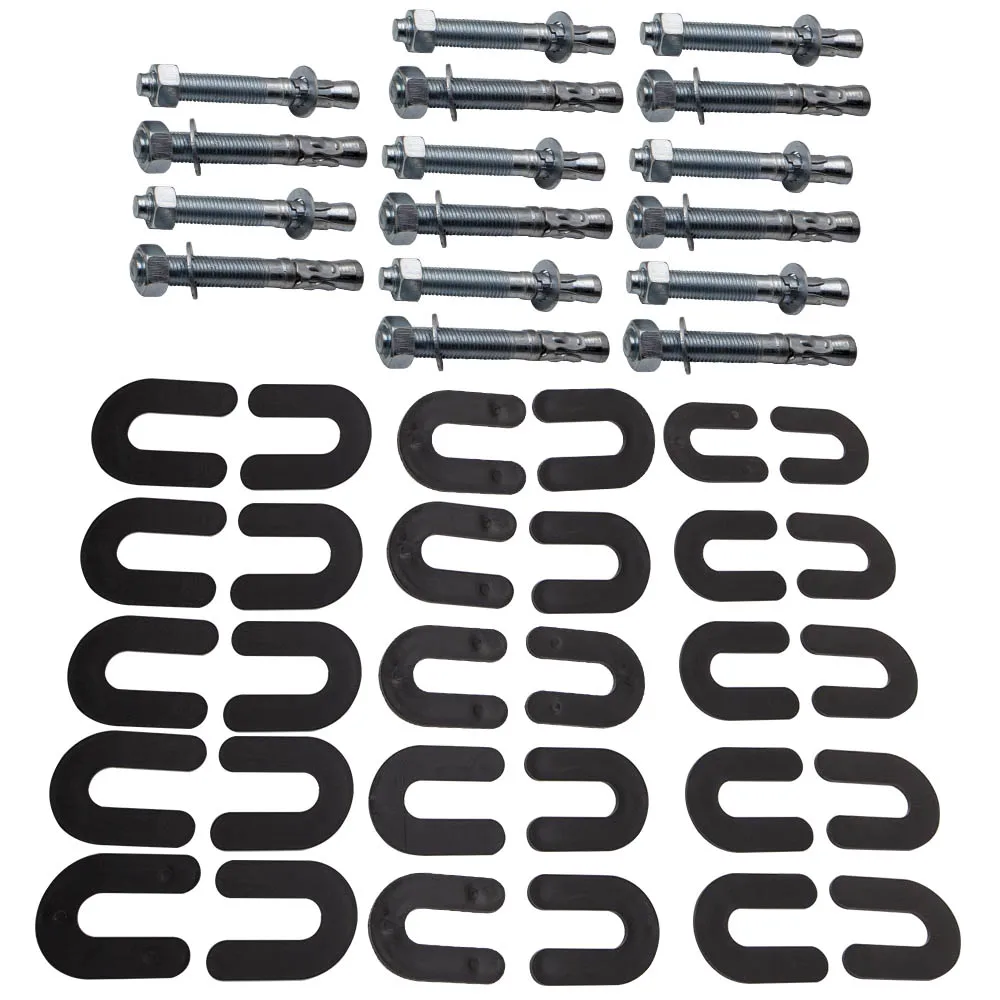 16x Wedge Anchor Bolts & 30x Shims Kit For Auto Lift Installation Install Kit