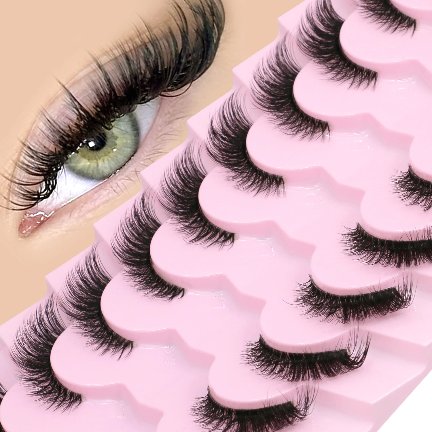 VELTRINAY Half Lashes Cat Eye Lashes Natural Look Wispy False Eyelashes Fluffy Faux Mink Lashes Wispy Fake Lashes Makeup