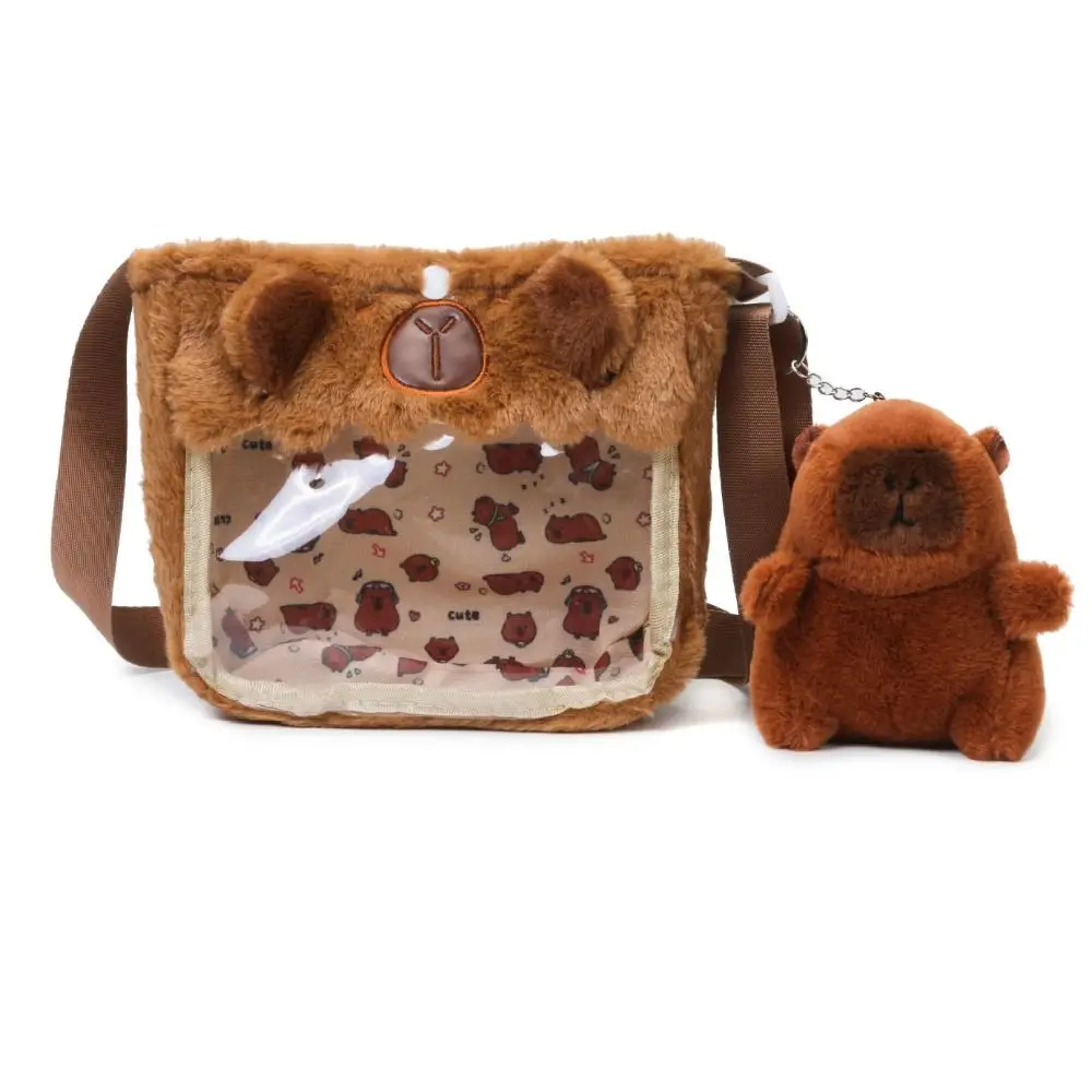 Animais capivara mochila de pelúcia bolsa de ombro saco de boneca de pelúcia dos desenhos animados bolsa de ombro saco de escola com zíper estudantes saco de escola