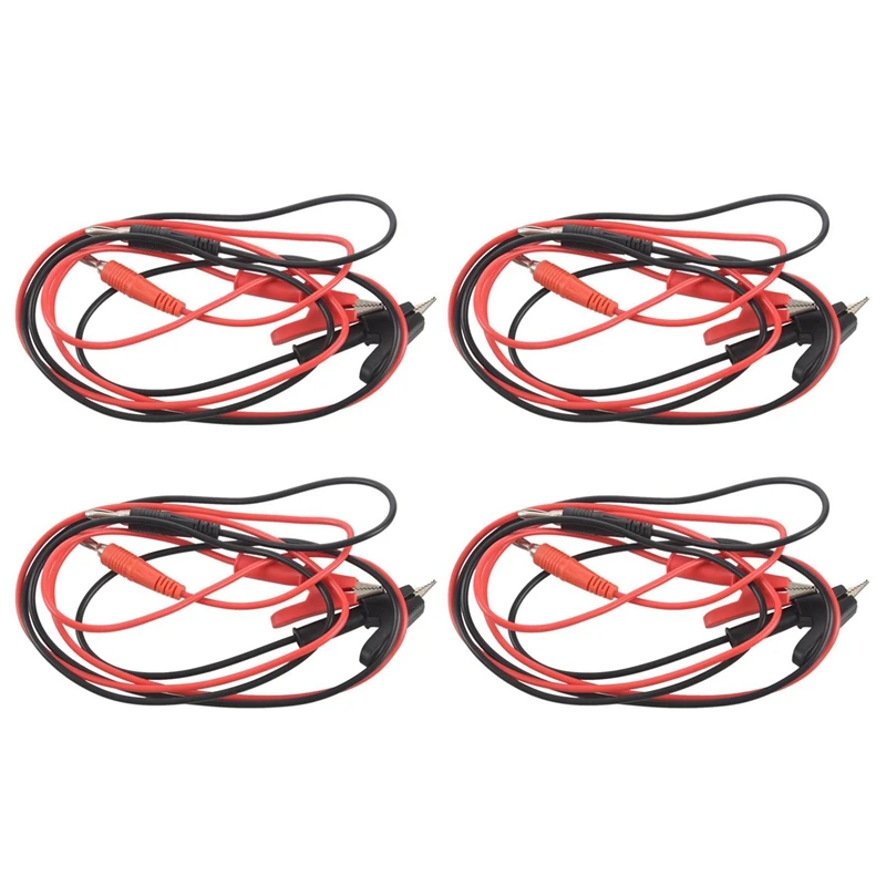 

LJL-4 Pcs 1M Long Alligator Clip To Banana Plug Test Cable Pair For Multimeter