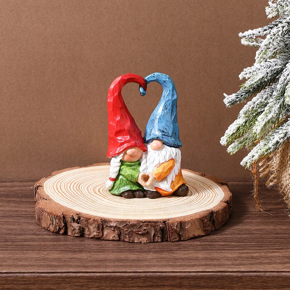 

Resin Couple Dwarf Ornaments Handmad Collectible Pumpkin Dwarf Figurine Statue Miniatures Dwarf Spirit Heart Shape Figurines