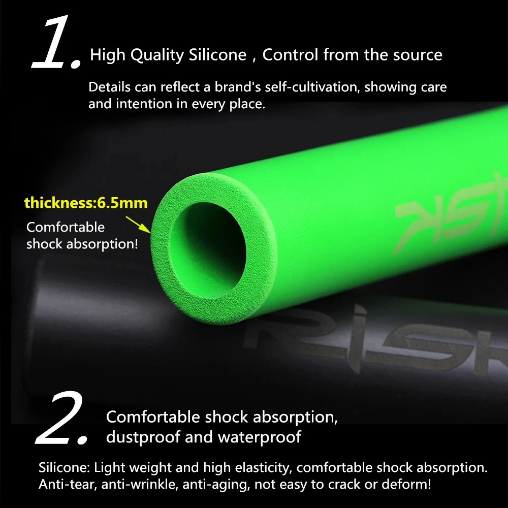 

RISK MTB Bike Bicycle Grips Cycling Handlebar Grips Ultralight Antiskid Soft Silicone Mountain Bike Handle Grips Cover Bike Part