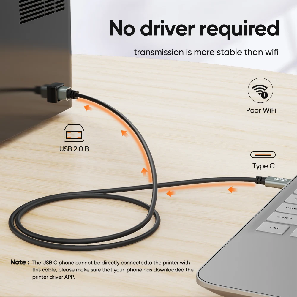 cablecreation usb c-usb b 2.0 프린터 케이블 스캐너 선은 엡슨 hp 캐논 삼성 type c midi 컨트롤러 키보드 dac 전자 피아노 야마하 카시오에 적용됐다