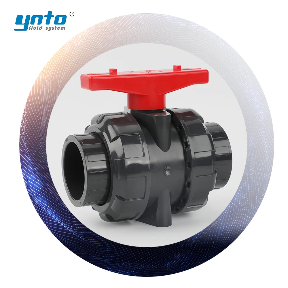 Lightweight & Compact Double Union Manual Ball Valve, UPVC Chemical-Resistant Thermoplastic Pipeline Valve
