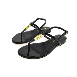 2024 European and American new women's round headed flat sandals GJ luxury niche brand fashionable open toe beach sandals34-44