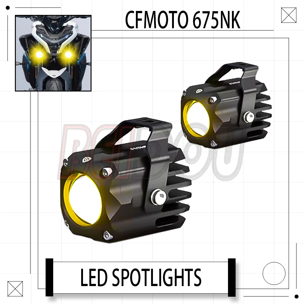 

For CFMOTO 675NK NK675 675 NK Motorcycle Hidden LED Spotlight High And Low Beam Flash Tangent Paving Light 60W Spotlight