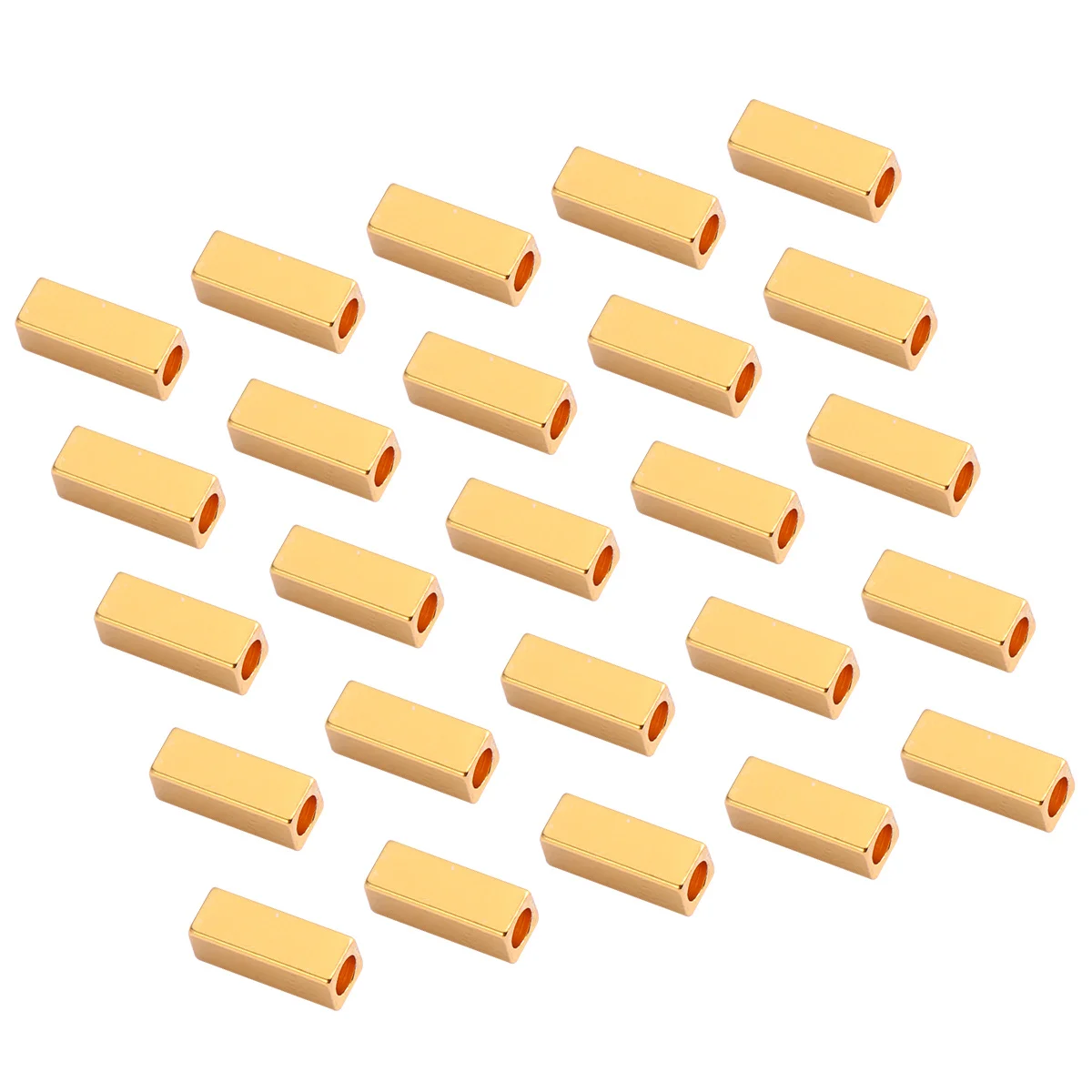 

50Pcs Premium Copper Rectangular Hollow Tubes for DIY Jewelry Making Tube Spacers Craft Accessories Golden Finish