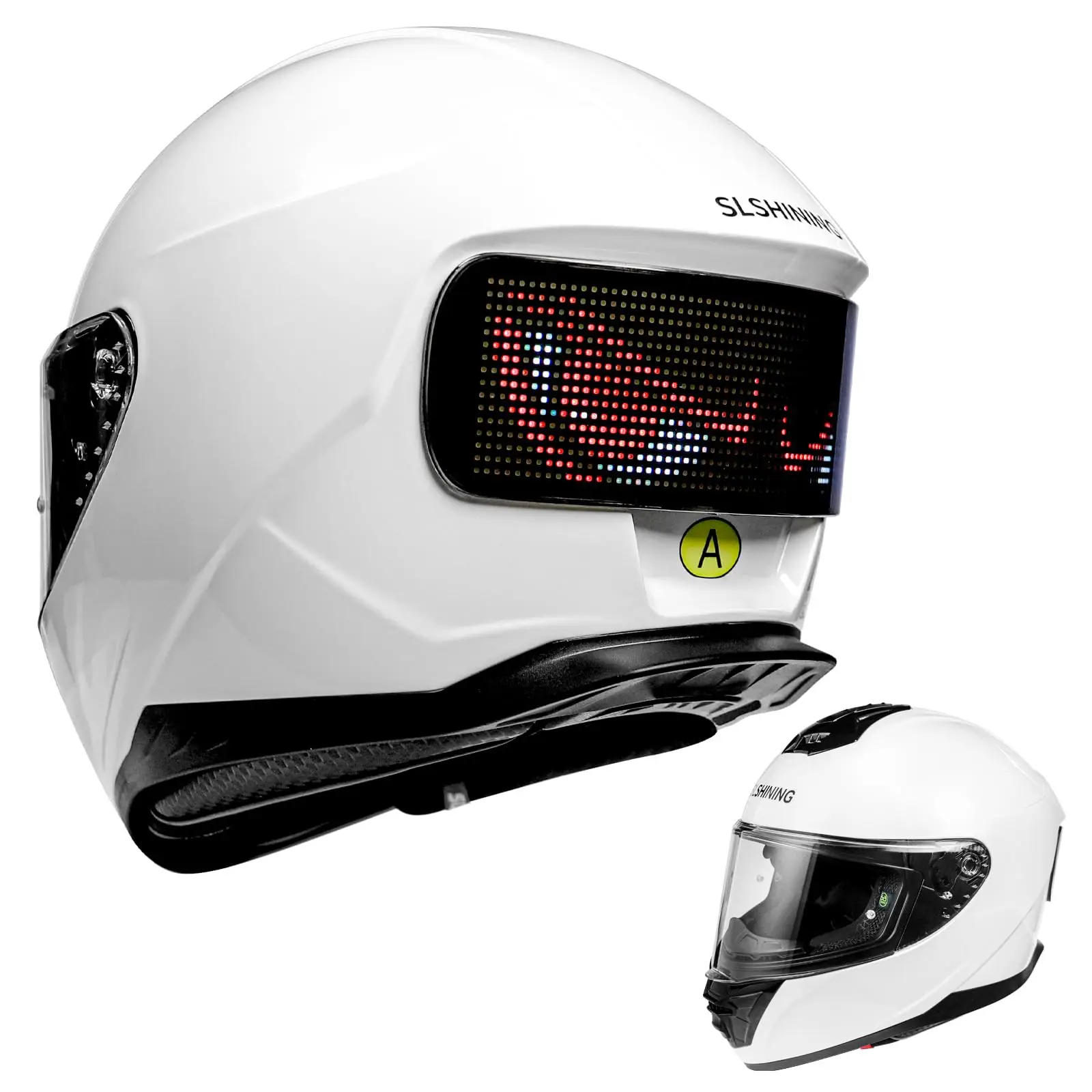 

SLSHINING Full Face Motorcycle Helmets with LED Display, Rechargeable App Control Tail Light Sports Safety Helmet for Men Women