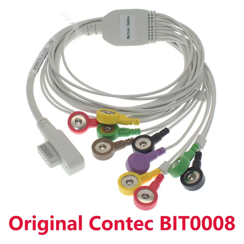 Original BAT0007(AHA)/BIT0008(IEC) ECG EKG Holter One-Piece 12 Leadwire Gold-Plated Snap Cable,Use For Contec TLC6000 Monitor.