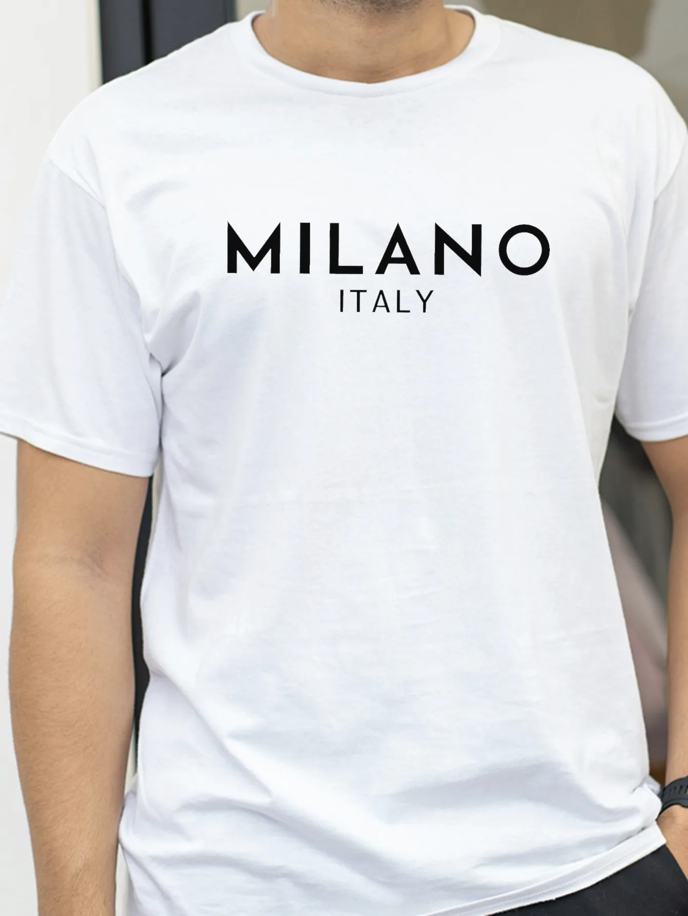 

MILANO ITALY Letter Print O Neck T-Shirt Casual Short Sleeve T-Shirt Fashion Breathable Harajuku tee sports round neck t shirt