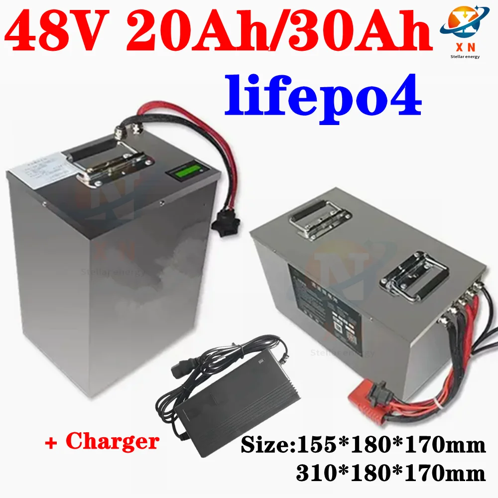 Batterie 48V 30Ah Lifepo4 48V 20AH battery with long cycle life BMS, suitable for 2000W electric tricycle+charger