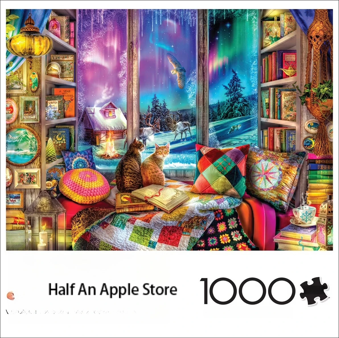 

1000 PCS Puzzles for Adults Winter Reading Nook Jigsaw Puzzles Educational Games Colorful Puzzles Gifts Home Decor