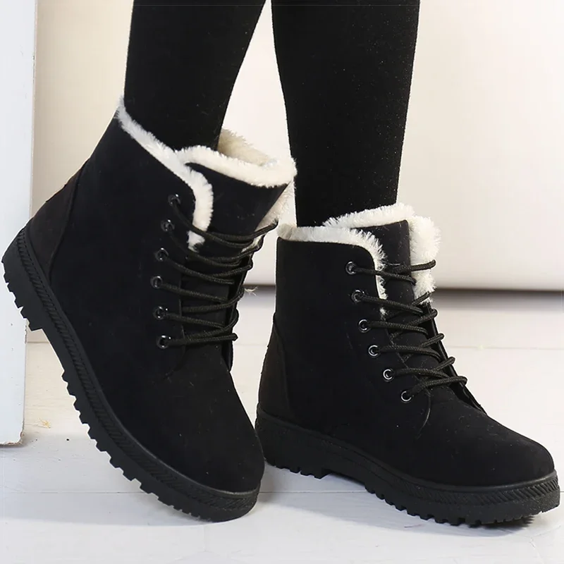 

Women's Winter Boots Low Heels Women Boots With Fur Warm Winter Shoes Women Snow Boots Ankle Botas Mujer Winter Footwear Female