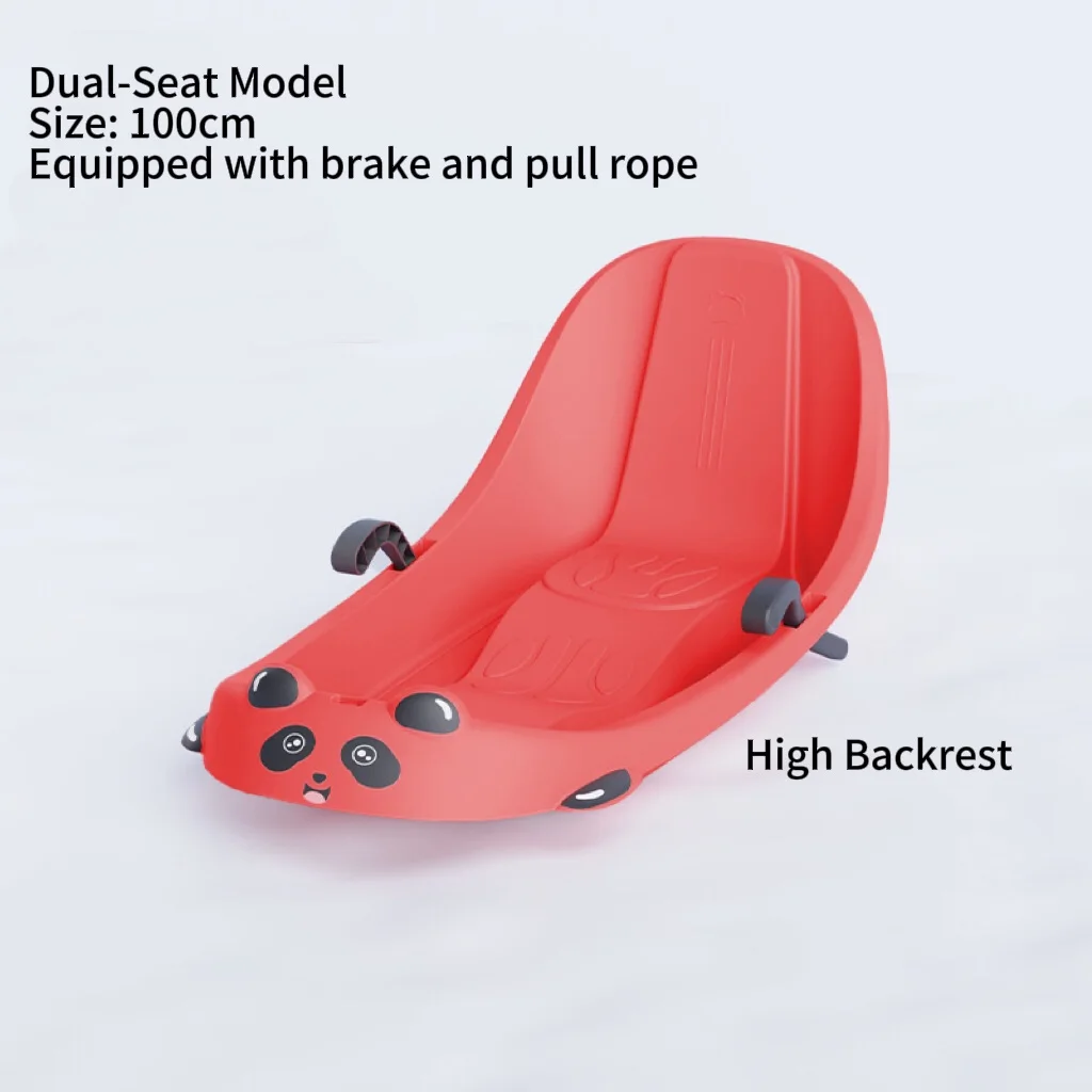 Upgraded Ski Sled Large Backrest Durable Eco-Friendly Two-Seater Wide Board For Child Parent Grass/Sand Sliding Fun