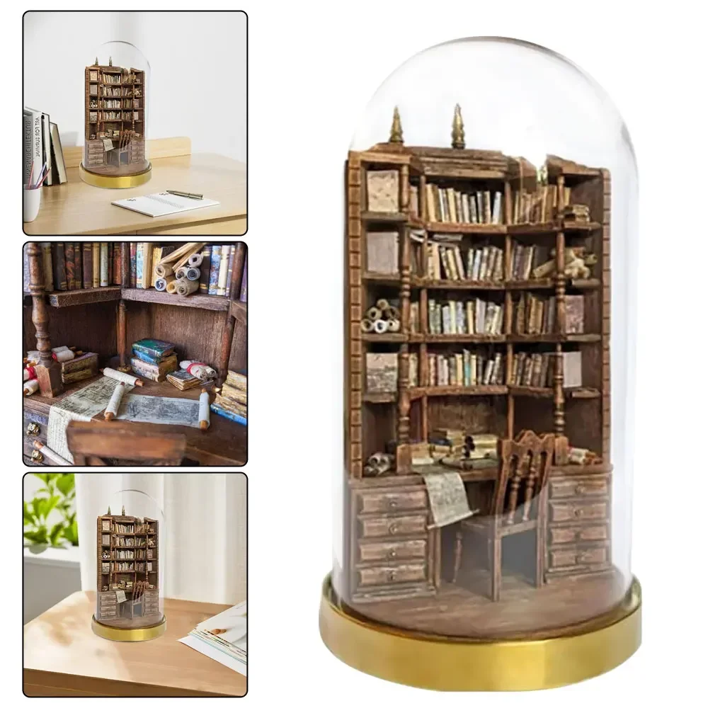 The Bay Library Miniature Gothic Bookshelf Ornament Handmade Miniature Bookcases Creative Booknook Fake Books Decoration Gifts