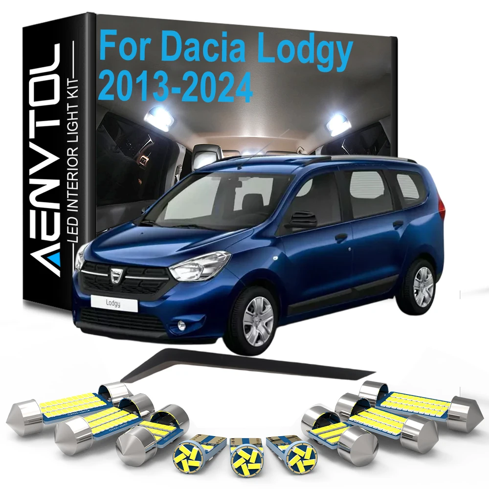 11Pcs For Dacia Lodgy 2013- 2017 2018 2019 2020 2021 2022 2023 2024 Vehicle LED Bulb Interior License Plate Light Kit