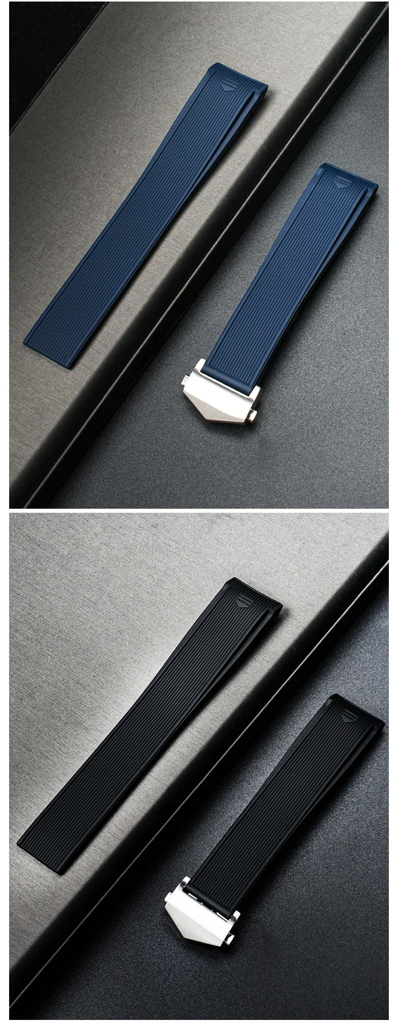 22 mm Armband für Tag Heuer CARRERA AQUARACER 300 WAY201A WAY211C, Uhrenarmband aus Gummi und Silikon, Herren, Edelstahl-Schnalle, Zubehör. – Detail 15