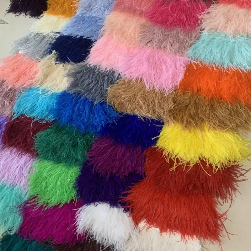 1/10 Meter 7-9cm Ostrich Feather Fringe Trims Multi-Color DIY Craft Supplies for Premium Quality Decorative Feather Edging