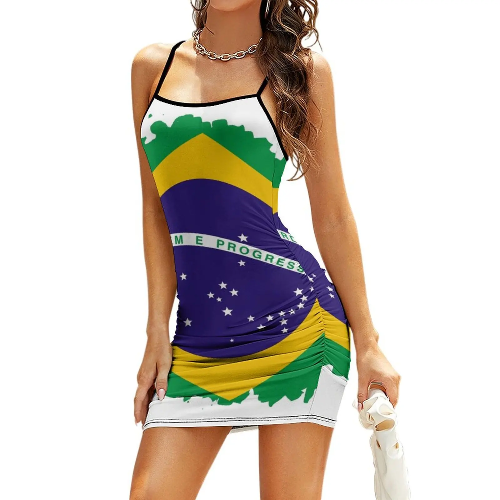 Brazil splash flag Sling Dress Clothing Woman clothing Women's summer dress Dress