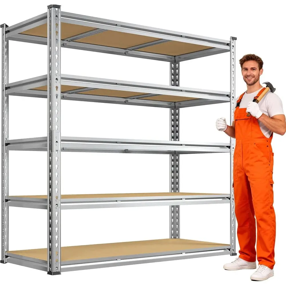 

5-Tier Adjustable Metal Garage Shelving Unit, 48W x 71.9H x 17.9D, Galvanized, Holds 3050 lbs