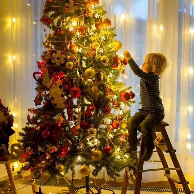 LED Schneeflocke Lichterkette Weihnachten im Freien wasserdichte Lichterkette für Garten girlande nach Hause Neujahr Xams Dekoration