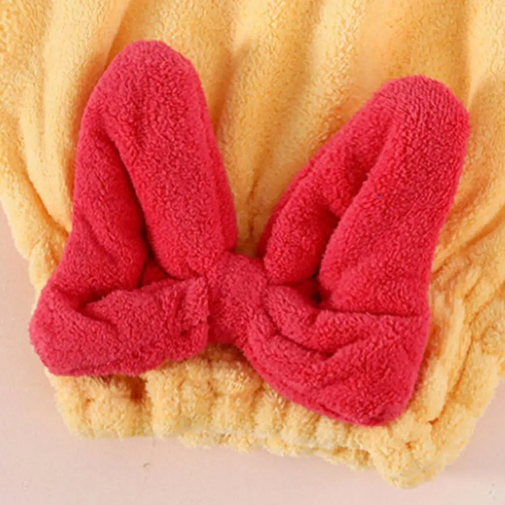 Tangle-free Hair Wrap Absorbent Hair Drying Cap with Bow Rapid-dry Turban Wrap for Women Soft Quick-drying Hair Towel for Bath