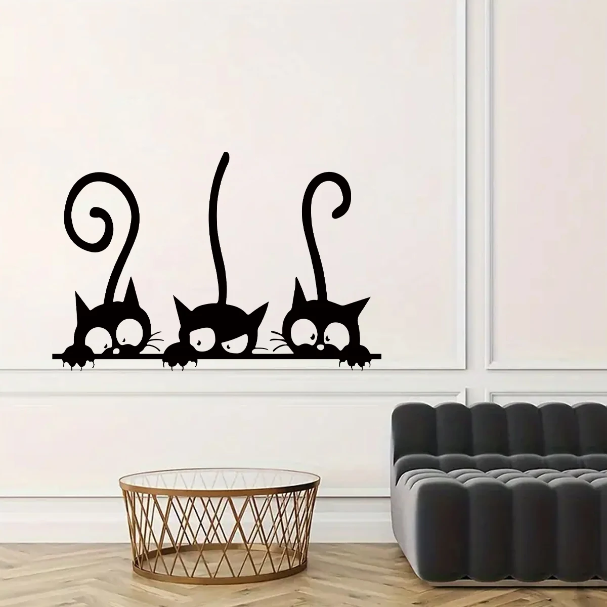 1Pc Funny Black Cat Pattern Wall Stickers for Door Bathroom Bedroom Decoration Wall Decals Kids Home Decor