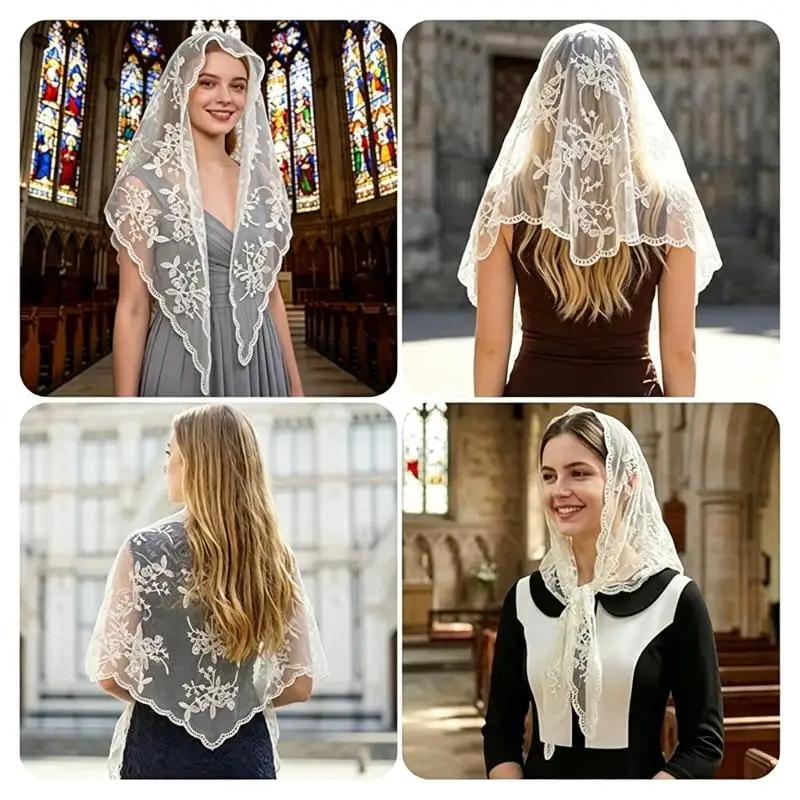 39BD Lace Head Wrap Hair Accessory Hijab for Photo Styling and Daily Wear