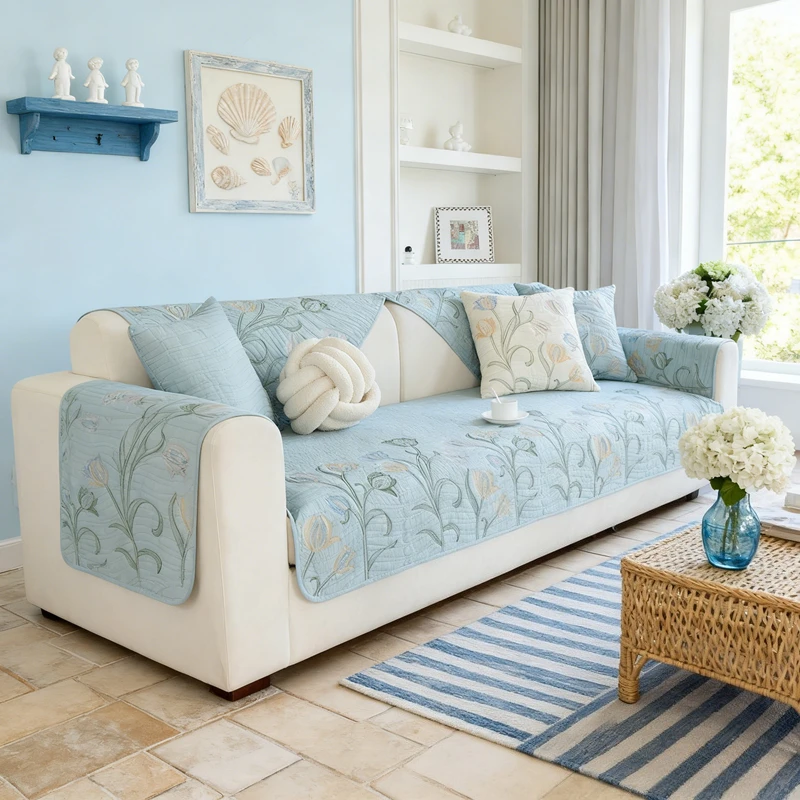 

1pc Cotton Sofa Towel for Living Room Sofa Cushion Embroidery Sofa Mat All Seasons Universal Couch Slipcover copertura divani