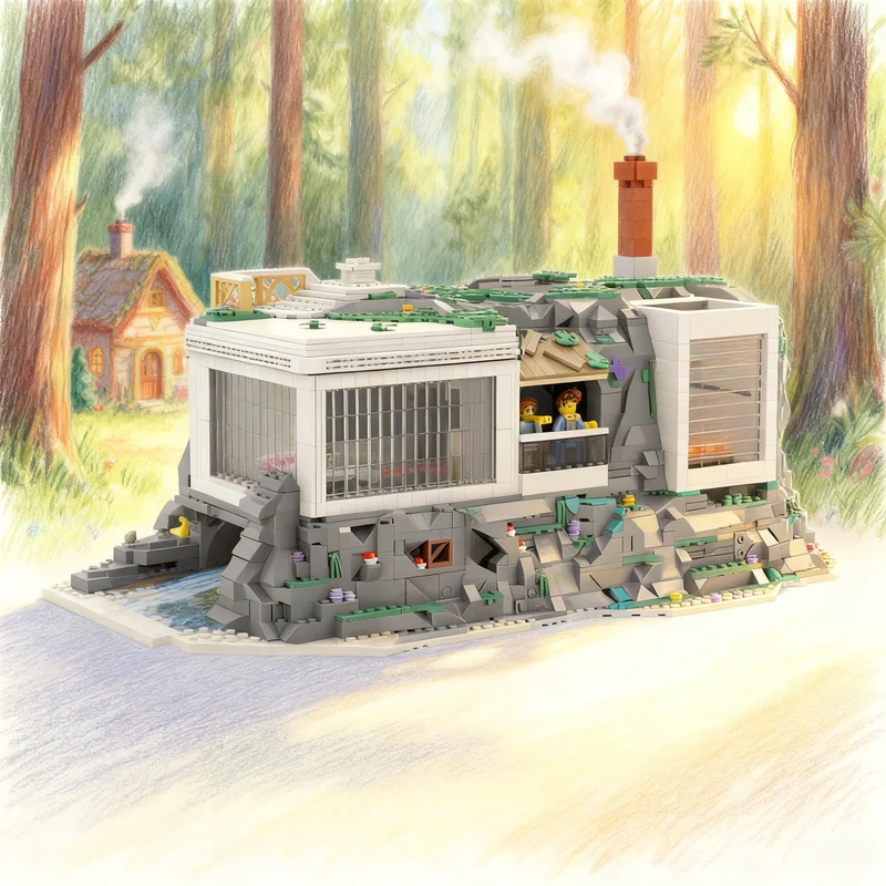 

2839pcs MOC Cliff Retreat Creator Model Building Blocks Creative DIY Gift Display Decor Assemble Premium Adult Kids Desk Home