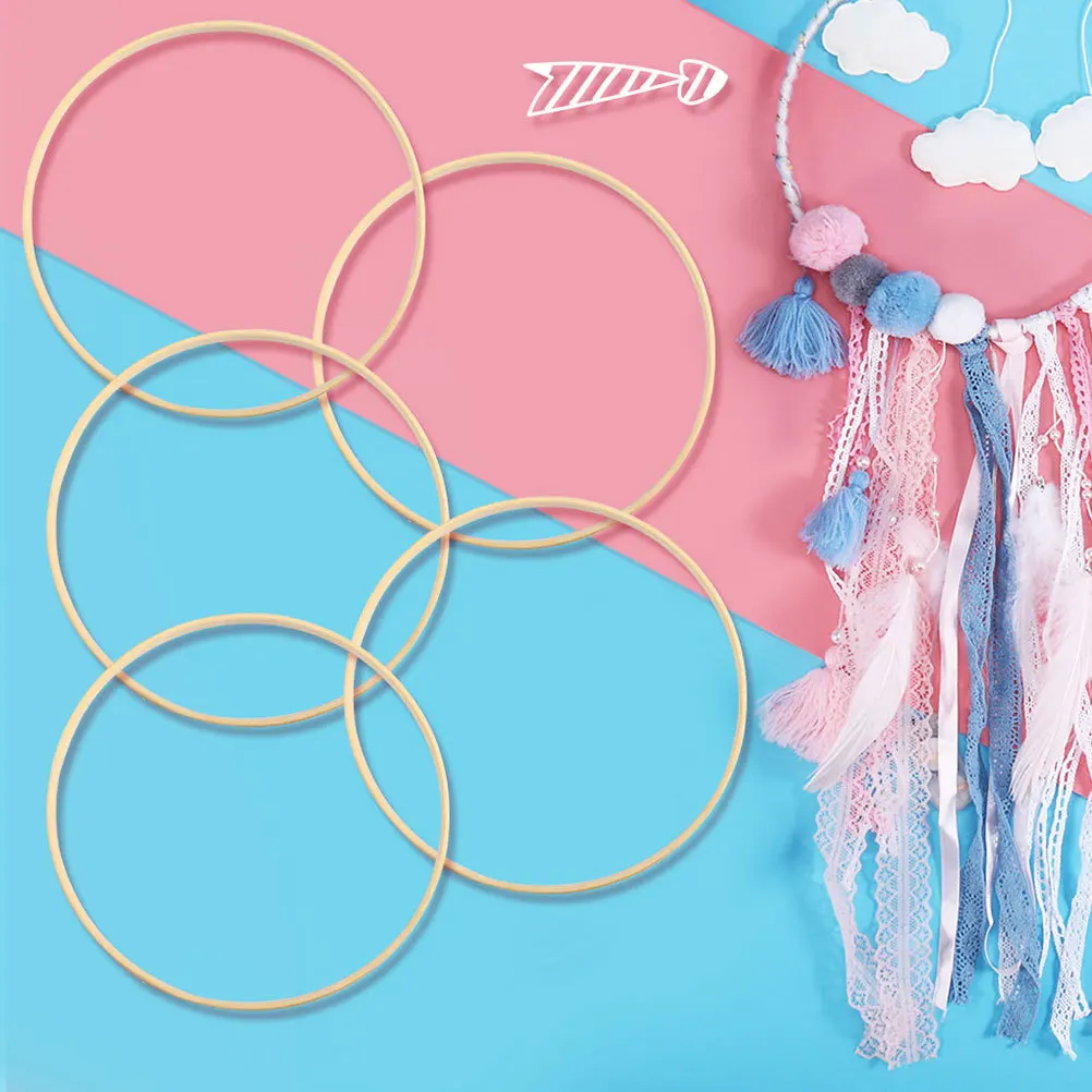 

13 Pcs Bamboo Circle Decoration Materials Fan Dreamcatcher Ring for DIY USB Wooden Accessories Handcraft
