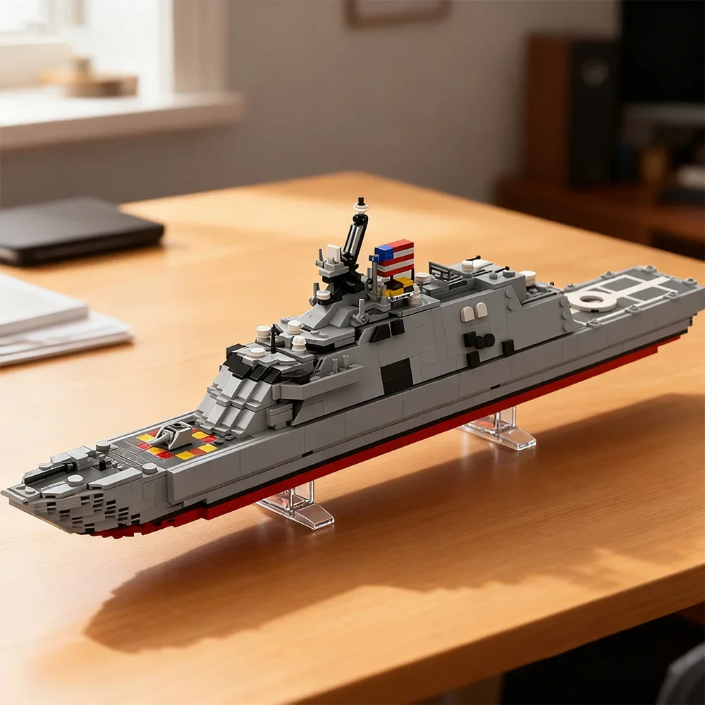 

MOC USS Freedom (LCS-1) Building Blocks Model US Navy Military Freedom Class Littoral Combat Ship Bricks Assembly Toys Kids Gift