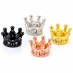 3pcs Metal Brass Crown Shape Charms Beads Pave Zircon Spacer Bead for DIY Charms Necklace Bracelet Jewelry Making Accessories