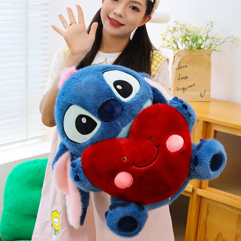

New Popular Heart Hugging Stitch Plush Toy Doll Cute Ragdoll Valentine's Day Girl Gift Cartoon Children's Pillow