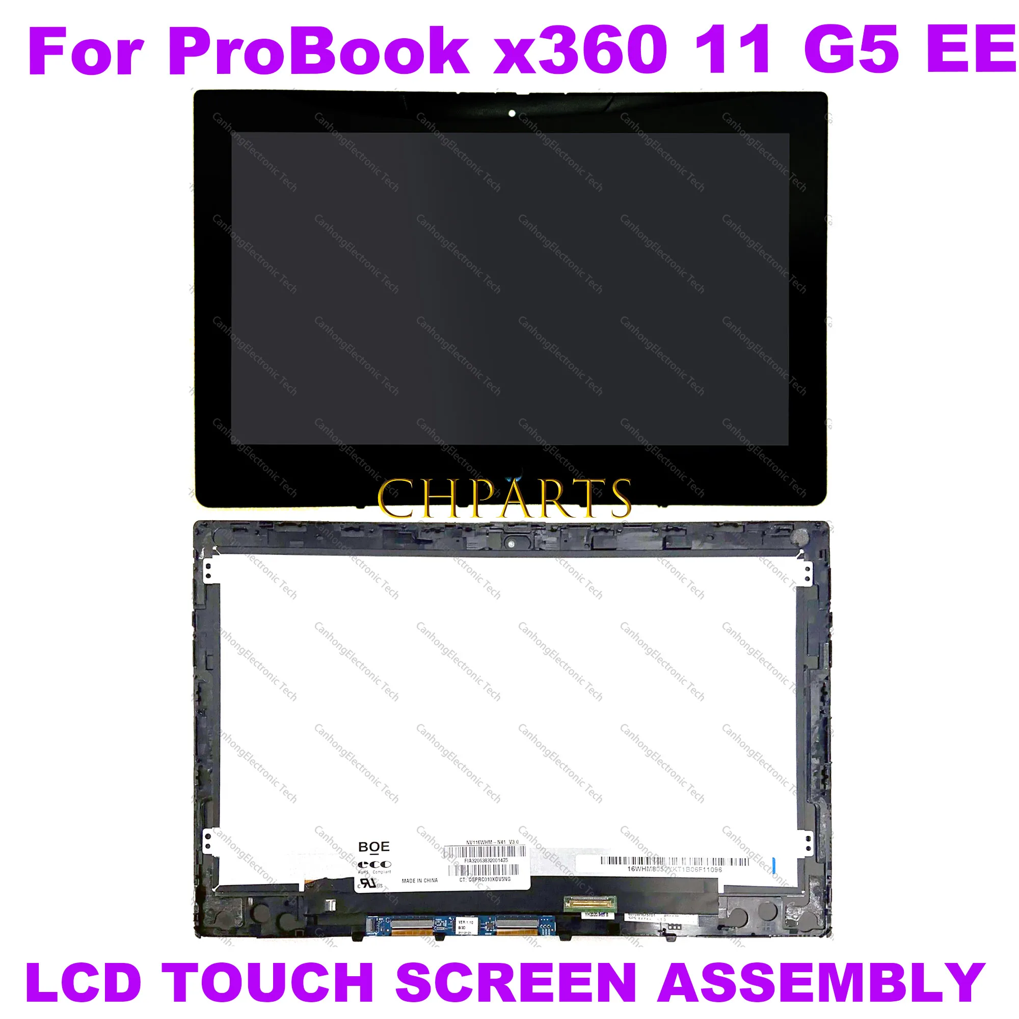 11.6-inches for HP ProBook x360 11 G5 EE G6 G7 HD WXGA 1366x768 LCD Display Touch Screen Digitizer LAPTOP Replacement Assembly