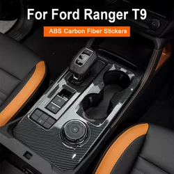 For Ford Ranger Wildtrak T9 2023 2024 Carbon Fiber Interior Modification Center Gear Shift Panel Cover LHD RHD Available