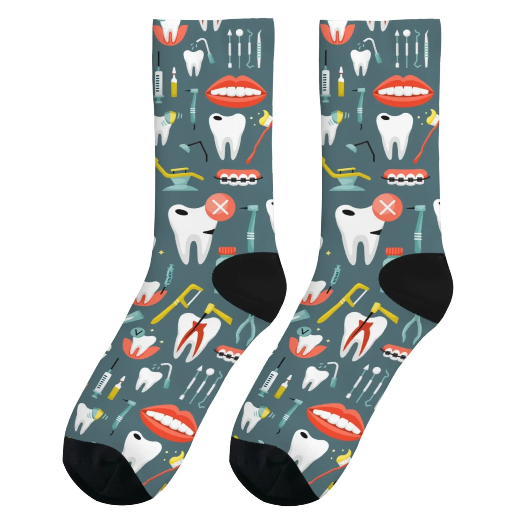 Zabawne skarpetki dentystyczne, wygodne, oddychające, antypoślizgowe, oryginalne, w stylu Harajuku, streetwear, hip-hop, skarpetki kompresyjne, unisex, na prezent.