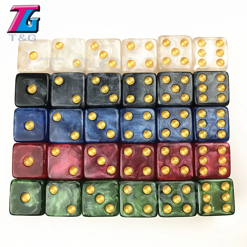 10pcs/lot High Quality Pearlized Effect Dice In 12mm Square Corners Board Game Dice