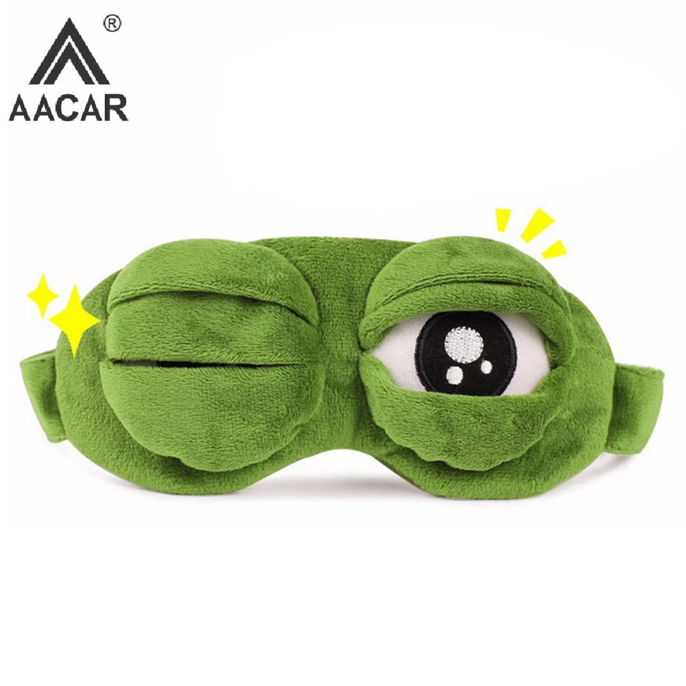 1pc 3D Sad Frog Sleep Mask Natural Sleeping Eyeshade Cover Shade Eye Patch Women Men Soft Portable Blindfold Travel Eyepatch