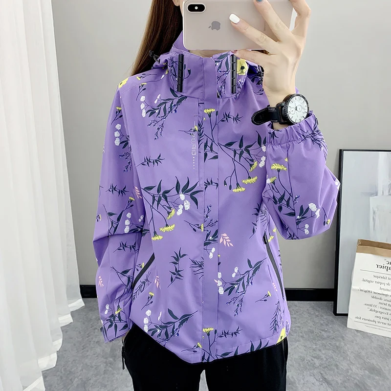 

Printed Jacket for Women's Autumn Fashion Hooded Jacket, Waterproof and Windproof Stormtrooper, Girls' Camping Clothing, Women's