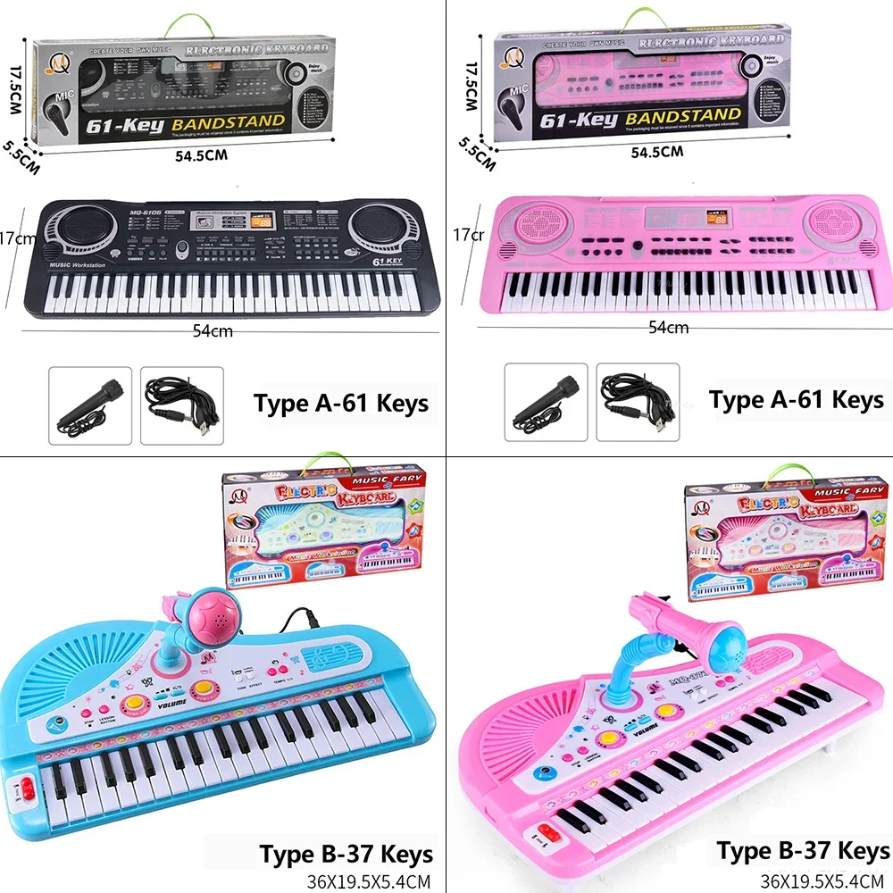 Chriyungel Kids Electronic Piano Keyboard with Microphone  61 / 37 Keys Organ Musical Instrument Toy Gift for Child Beginners