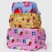 3pcs cartoon cat printed clothes, shoes, sorting bags, storage bags, portable travel packaging set