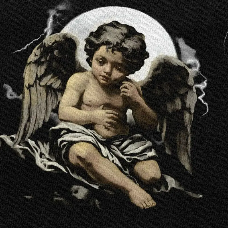 Homme Vintage ange conception esthétique t-shirt Streetwear manches courtes pur coton Colthing mode Design décontracté graphique t-shirt hauts