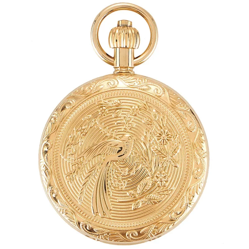Pure copper pocket watch, happy on the branch flip retro pendant mechanical engraving double open pocket watch magpie,