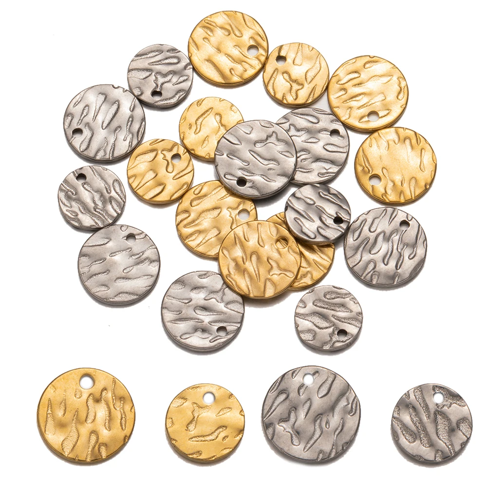 

10pcs Stainless Steel Gold Color Round Pendants Charms For DIY Bracelets Earrings Jewelry Making Supplies Accessories Findings