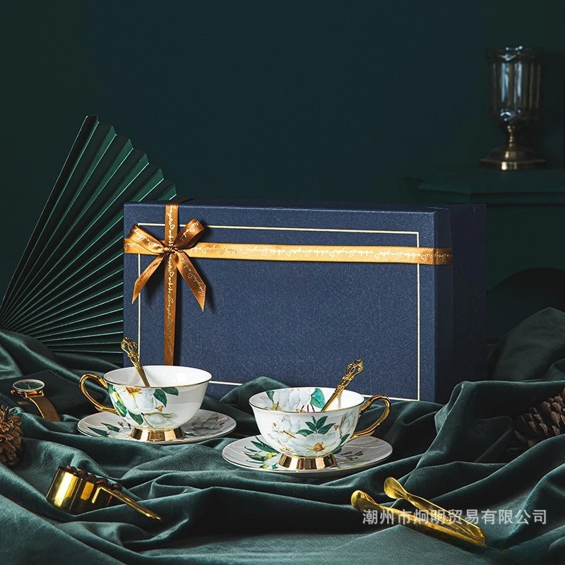 

English Style Bone China Ceramic Cup Afternoon Tea Set High Aesthetic Design Gift Box Elegant Tea Service for Special Occasions