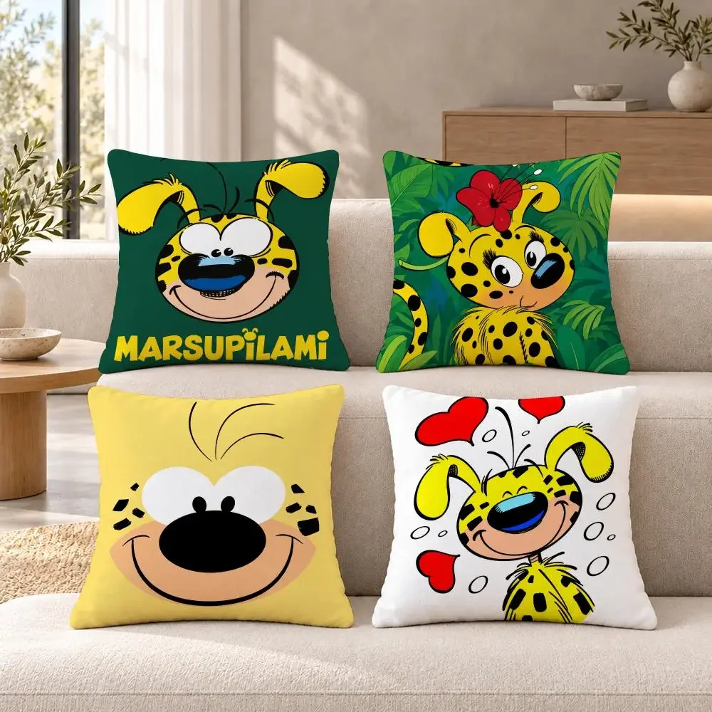Cartoon Animal M-Marsupilami Cushion Cover Soft Short Plush Sofa Bedroom Den Car Dorm Decor Gifts