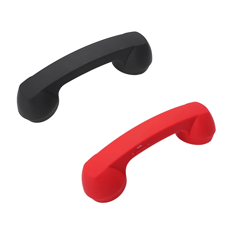 2 Set Bluetooth Mic Headphones Red Retro Phone Handset Mic Speaker Phone Call Receiver-Red & Black