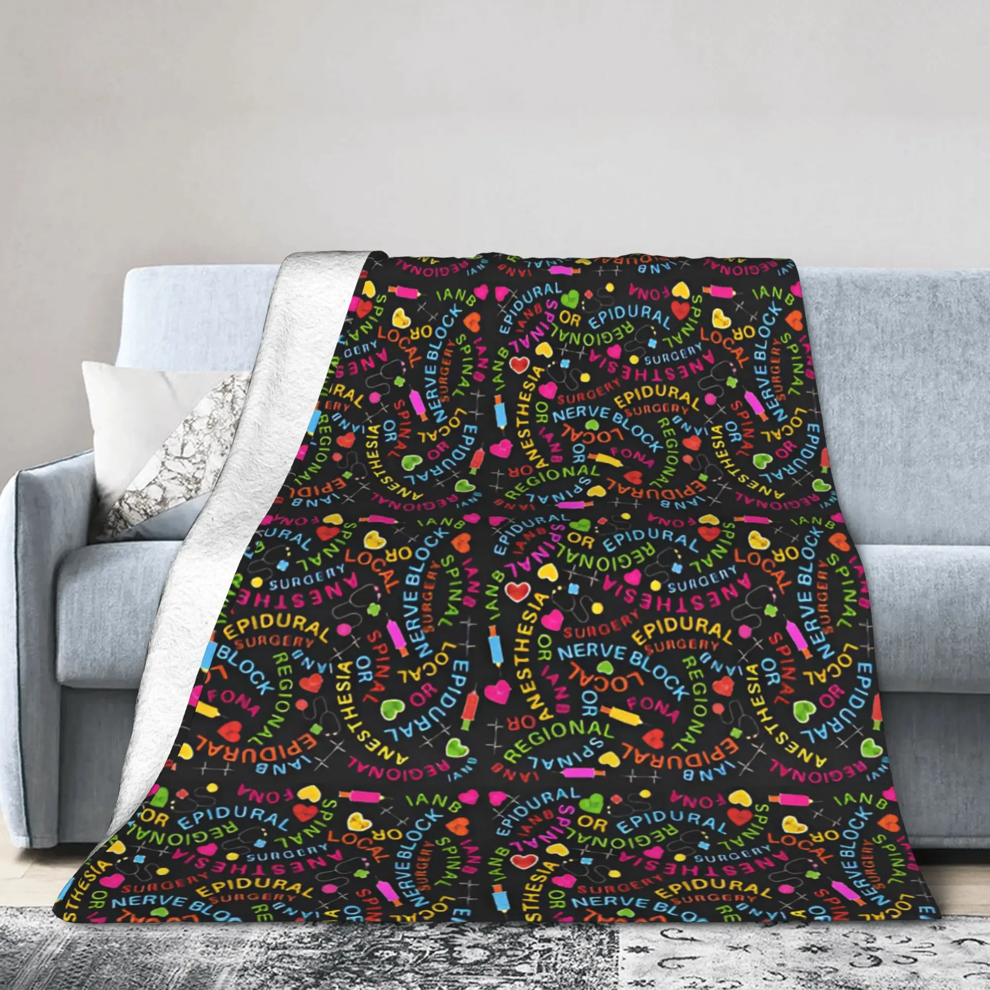 Anesthesia Anesthesiology Medical Blankets Flannel Anesthetist Lightweight Throw Blankets for Bedding TravelPortable